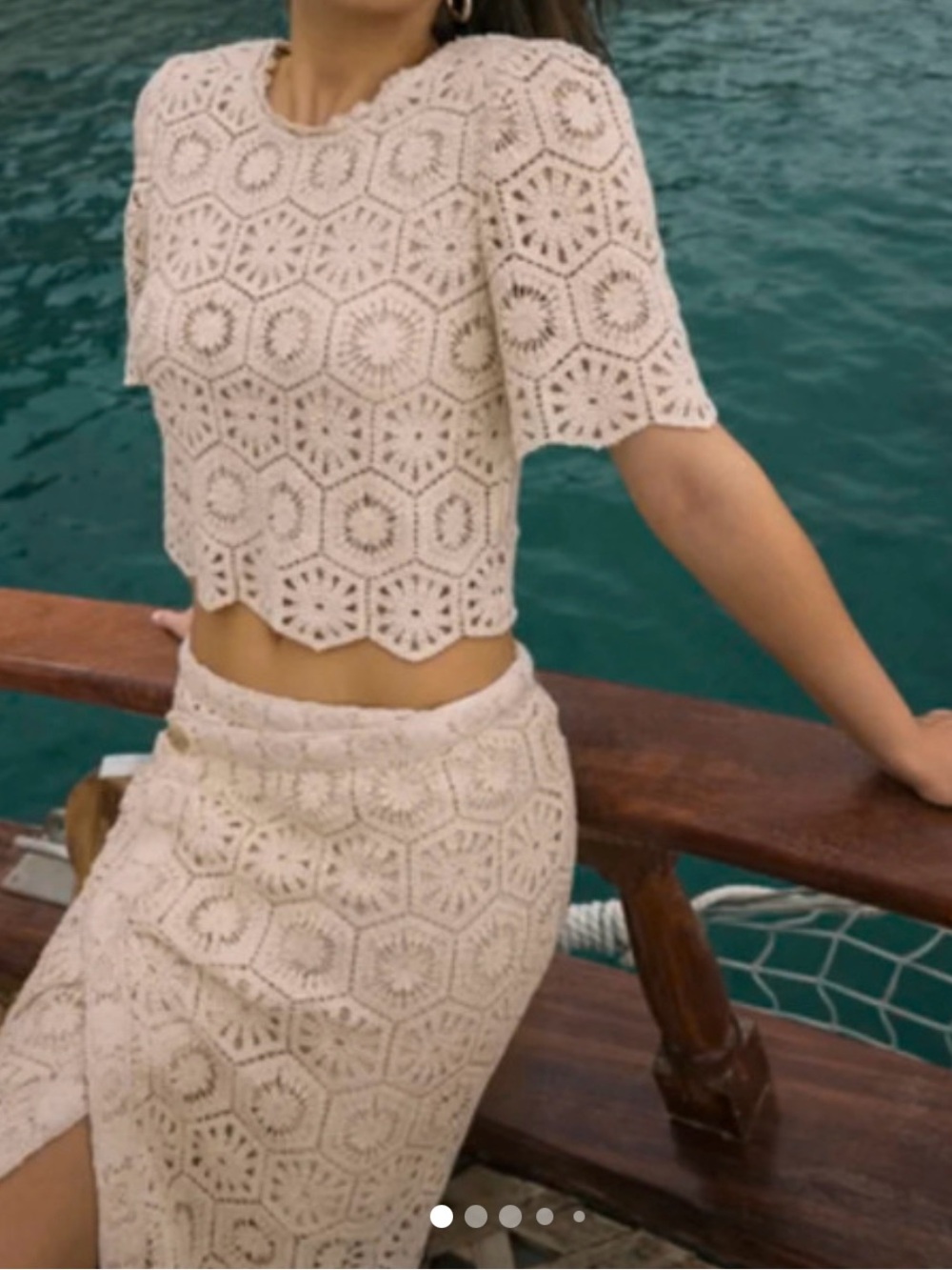 Z Supply Crochet Midi Skirt Set in Cream